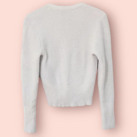 Zara NWOT super soft white sweater gorgeous Sparkly Diamond Buttons Size Medium - Picture 6 of 9
